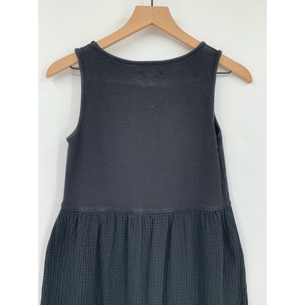 Madewell Dress Women Small Black Waffle Knit Gauze Sleeveless Scoop Neck Midi - Picture 5 of 9